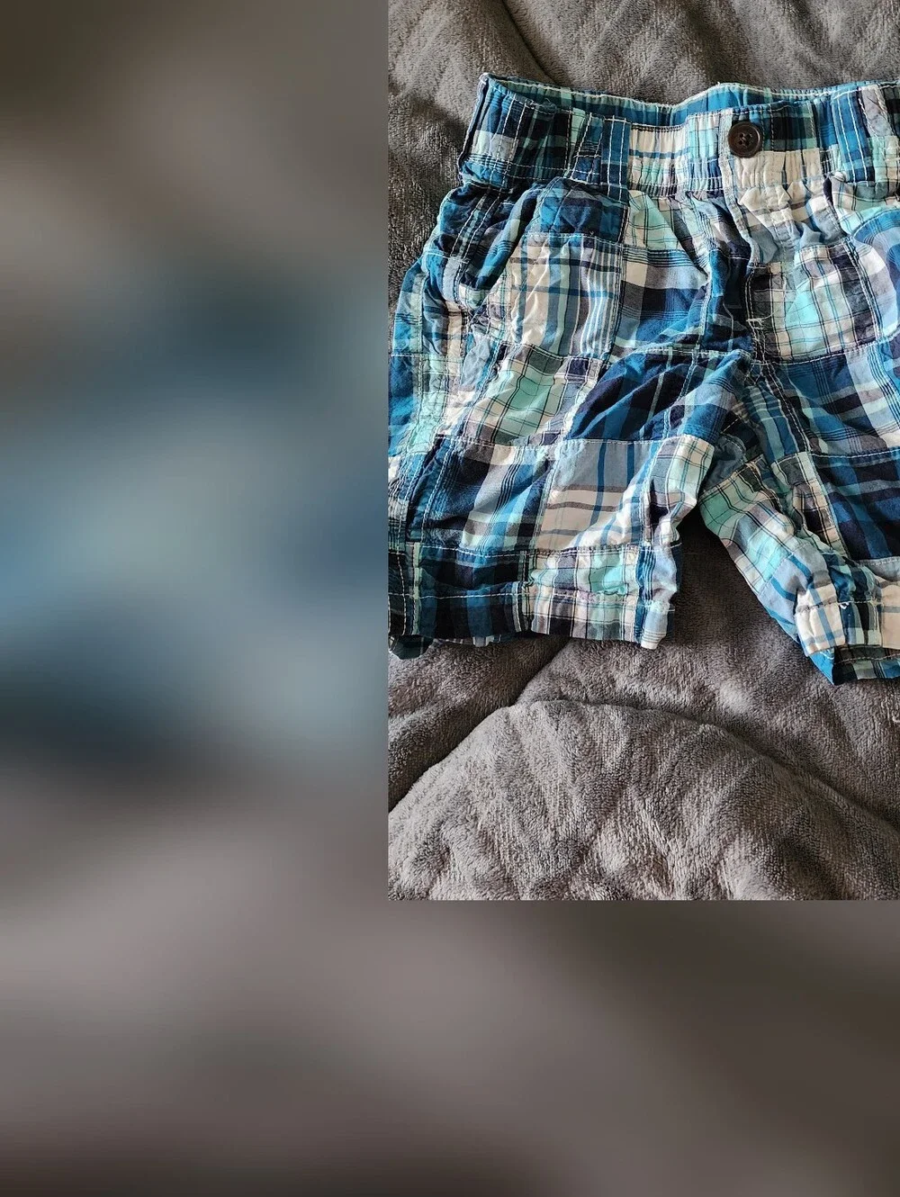Blue Plaid Patchwork Shorts